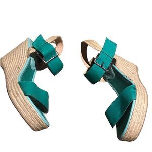 NY and Co aqua wedge sandals new never worn size 9